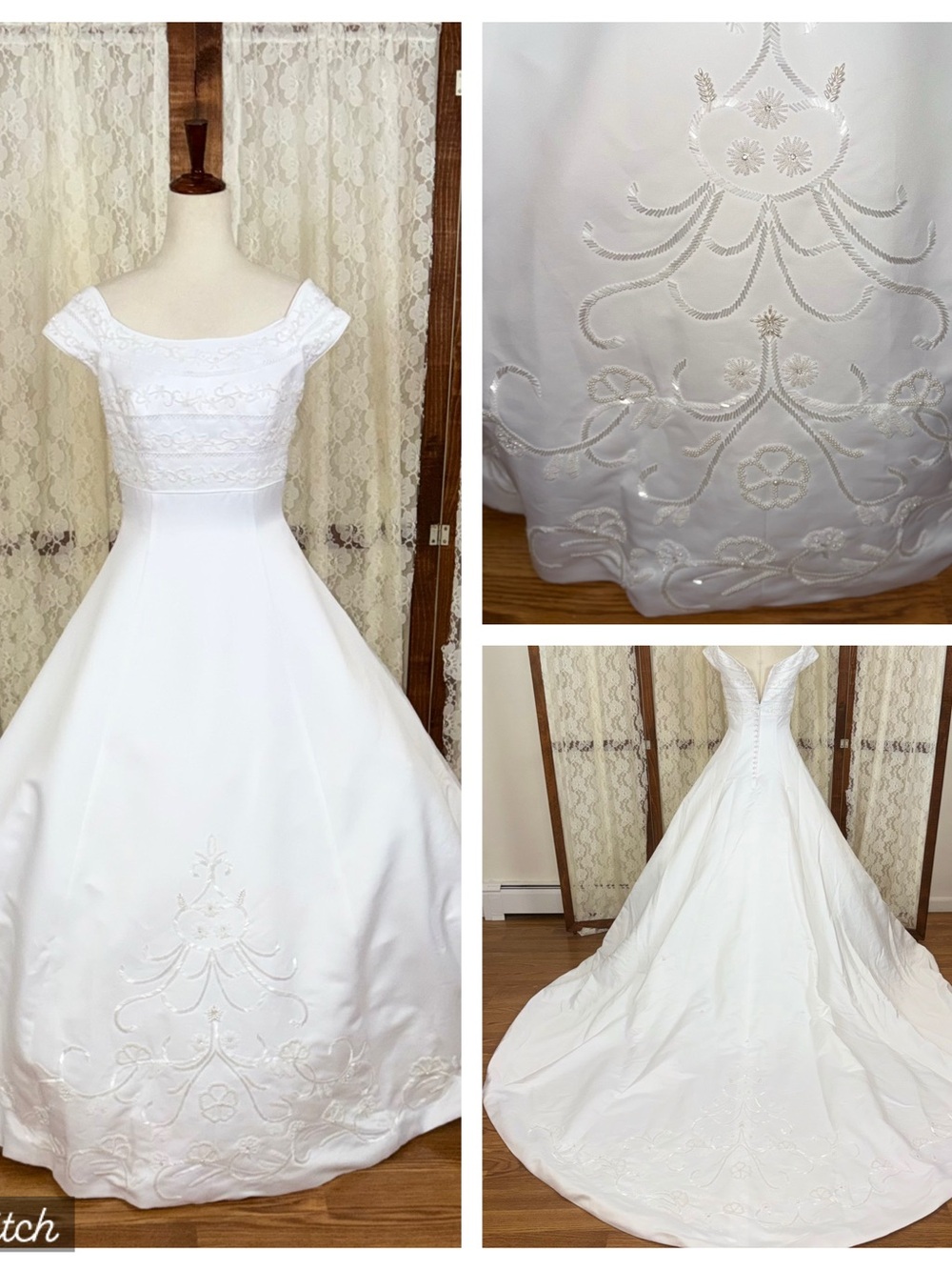 Beautiful Vintage 90s Imperial Satin Wedding Gown